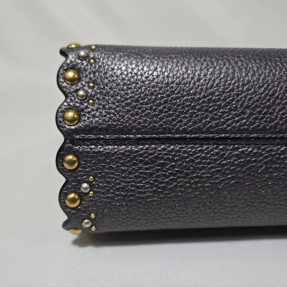 Coach Restored Parker 18 With Scallop Rivets Pewter/Metallic Eggplant Purse